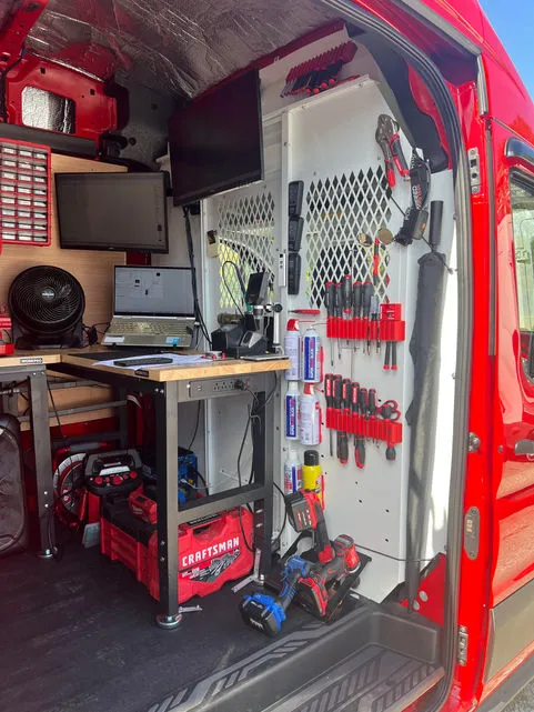 Inside a fully-stocked Lock Guys mobile locksmith van